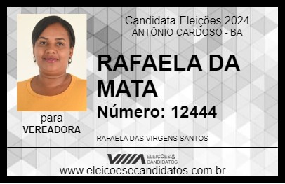 Candidato RAFAELA DA MATA 2024 - ANTÔNIO CARDOSO - Eleições