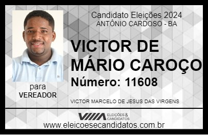 Candidato VICTOR DE MÁRIO CAROÇO 2024 - ANTÔNIO CARDOSO - Eleições