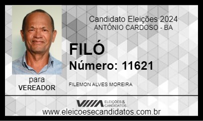 Candidato FILÓ 2024 - ANTÔNIO CARDOSO - Eleições