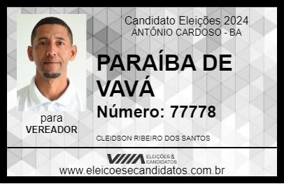 Candidato PARAÍBA DE VAVÁ 2024 - ANTÔNIO CARDOSO - Eleições