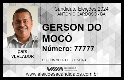 Candidato GERSON DO MOCÓ 2024 - ANTÔNIO CARDOSO - Eleições