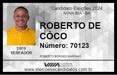 Candidato ROBERTO DE CÔCO 2024 - NOVA IBIÁ - Eleições