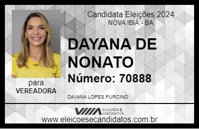 Candidato DAYANA DE NONATO 2024 - NOVA IBIÁ - Eleições