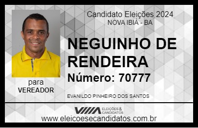 Candidato NEGUINHO DE RENDEIRA 2024 - NOVA IBIÁ - Eleições