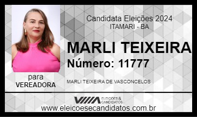 Candidato MARLI TEIXEIRA 2024 - ITAMARI - Eleições