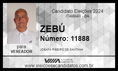 Candidato ZEBÚ 2024 - ITAMARI - Eleições