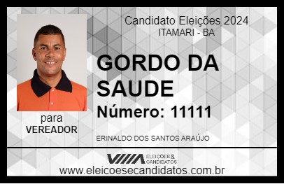 Candidato GORDO DA SAUDE 2024 - ITAMARI - Eleições