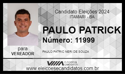 Candidato PAULO PATRICK 2024 - ITAMARI - Eleições