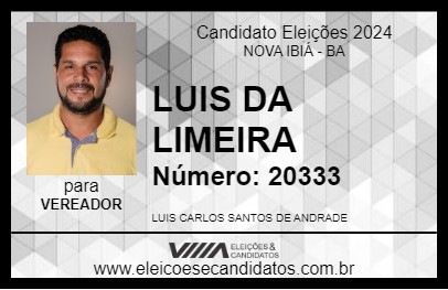 Candidato LUIS DA LIMEIRA 2024 - NOVA IBIÁ - Eleições