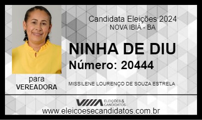 Candidato NINHA DE DIU 2024 - NOVA IBIÁ - Eleições