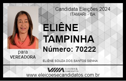 Candidato ELIÊNE TAMPINHA 2024 - ITAMARI - Eleições