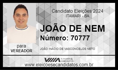 Candidato JOÃO DE NEM 2024 - ITAMARI - Eleições