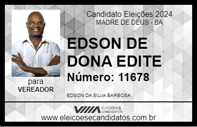 Candidato EDSON DE DONA EDITE 2024 - MADRE DE DEUS - Eleições