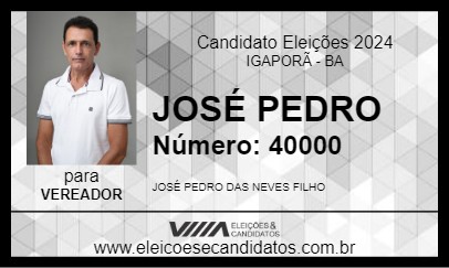 Candidato JOSÉ PEDRO 2024 - IGAPORÃ - Eleições