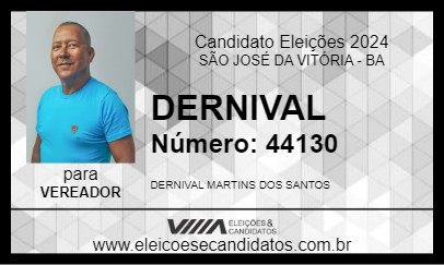 Candidato DERNIVAL 2024 - SÃO JOSÉ DA VITÓRIA - Eleições