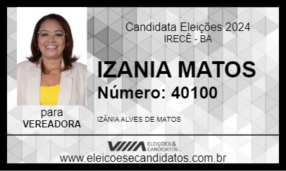 Candidato IZANIA MATOS 2024 - IRECÊ - Eleições