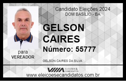 Candidato GELSON CAIRES 2024 - DOM BASÍLIO - Eleições