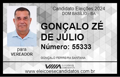 Candidato GONÇALO ZÉ DE JÚLIO 2024 - DOM BASÍLIO - Eleições