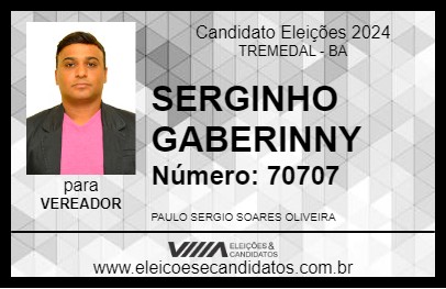 Candidato SERGINHO GABERINNY 2024 - TREMEDAL - Eleições