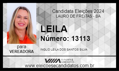 Candidato LEILA 2024 - LAURO DE FREITAS - Eleições