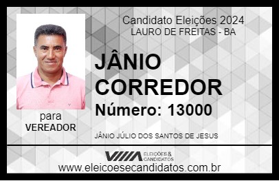 Candidato JÂNIO CORREDOR 2024 - LAURO DE FREITAS - Eleições