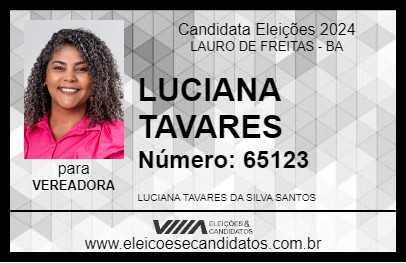 Candidato LUCIANA TAVARES 2024 - LAURO DE FREITAS - Eleições