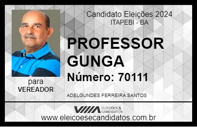 Candidato PROFESSOR GUNGA 2024 - ITAPEBI - Eleições