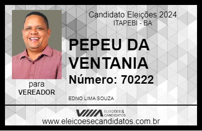 Candidato PEPEU DA VENTANIA 2024 - ITAPEBI - Eleições