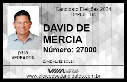 Candidato DAVID DE MERCIA 2024 - ITAPEBI - Eleições