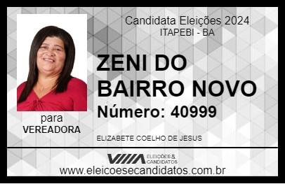 Candidato ZENI DO BAIRRO NOVO 2024 - ITAPEBI - Eleições