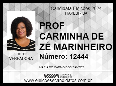 Candidato PROF CARMINHA DE ZÉ MARINHEIRO 2024 - ITAPEBI - Eleições