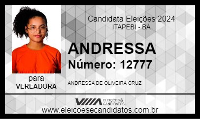 Candidato ANDRESSA 2024 - ITAPEBI - Eleições