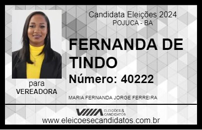 Candidato FERNANDA DE TINDO 2024 - POJUCA - Eleições