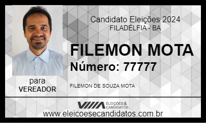 Candidato FILEMON MOTA 2024 - FILADÉLFIA - Eleições