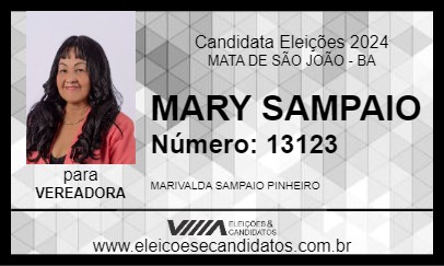 Candidato MARY SAMPAIO 2024 - MATA DE SÃO JOÃO - Eleições