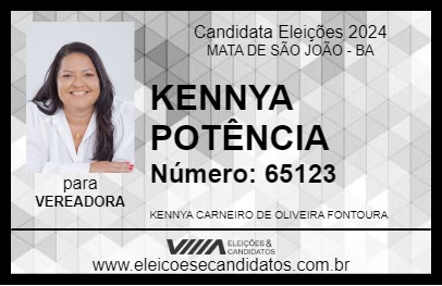 Candidato KENNYA POTÊNCIA 2024 - MATA DE SÃO JOÃO - Eleições