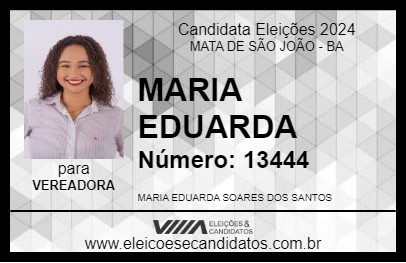 Candidato MARIA EDUARDA 2024 - MATA DE SÃO JOÃO - Eleições