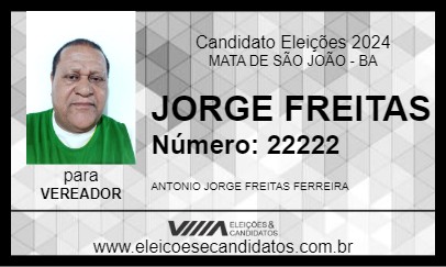 Candidato JORGE FREITAS 2024 - MATA DE SÃO JOÃO - Eleições