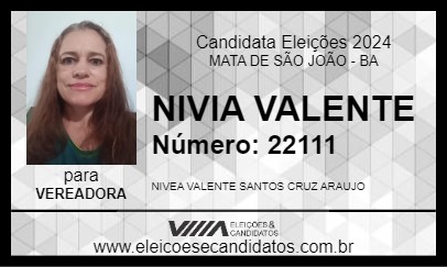 Candidato NIVIA VALENTE 2024 - MATA DE SÃO JOÃO - Eleições