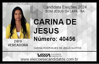 Candidato CARINA DE JESUS 2024 - BOM JESUS DA LAPA - Eleições