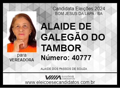 Candidato ALAIDE DE GALEGÃO DO TAMBOR 2024 - BOM JESUS DA LAPA - Eleições