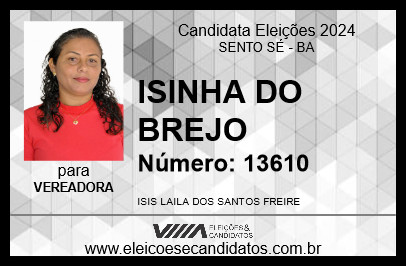 Candidato ISINHA DO BREJO 2024 - SENTO SÉ - Eleições