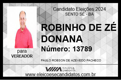 Candidato ROBINHO DE ZÉ DONANA 2024 - SENTO SÉ - Eleições