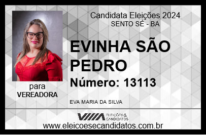 Candidato EVINHA SÃO PEDRO 2024 - SENTO SÉ - Eleições