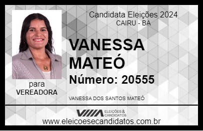 Candidato VANESSA MATEÓ 2024 - CAIRU - Eleições