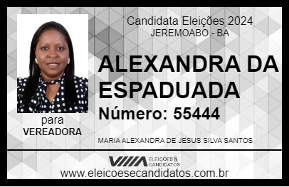 Candidato ALEXANDRA DA ESPADUADA 2024 - JEREMOABO - Eleições