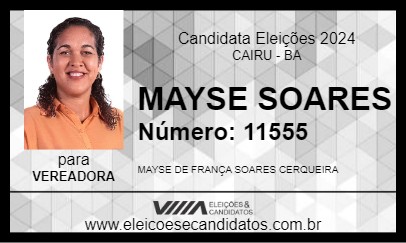 Candidato MAYSE SOARES 2024 - CAIRU - Eleições