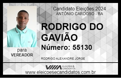 Candidato RODRIGO DO GAVIÃO 2024 - ANTÔNIO CARDOSO - Eleições