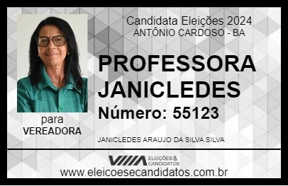 Candidato PROFESSORA JANICLEDES 2024 - ANTÔNIO CARDOSO - Eleições