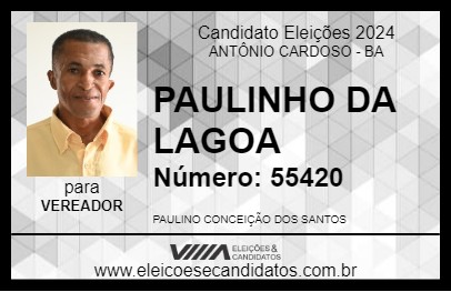 Candidato PAULINHO DA LAGOA 2024 - ANTÔNIO CARDOSO - Eleições